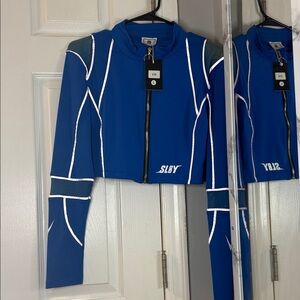 Royal Blue Cropped Zip Performance Hoodie